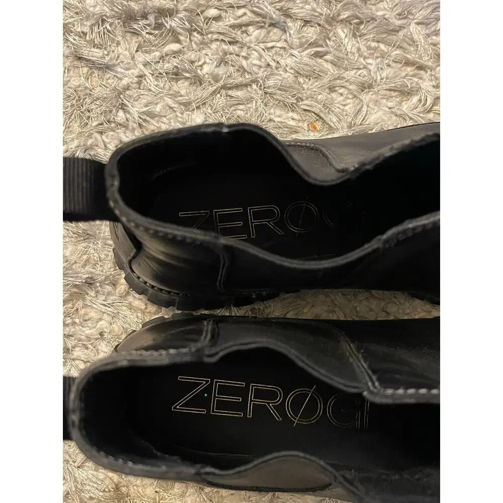 Boots Mens 10 M Zerogrand Ankle Chelsea Black Leather Pull On